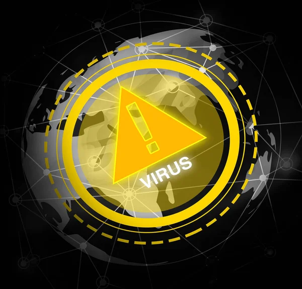 Concetto Virus Malware Sfondo Astratto Con Globe Attaccato Moderno Contesto — Foto Stock