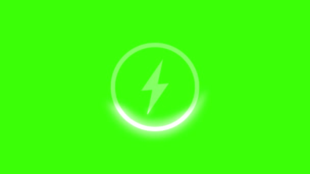 Energy Glowing Icon Vulling White Blue Light Groen Scherm Zwart — Stockvideo