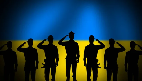 Saludamos Ejército Las Tropas Ucranianas Por Servicio Ucrania Antecedentes Patrióticos — Foto de Stock