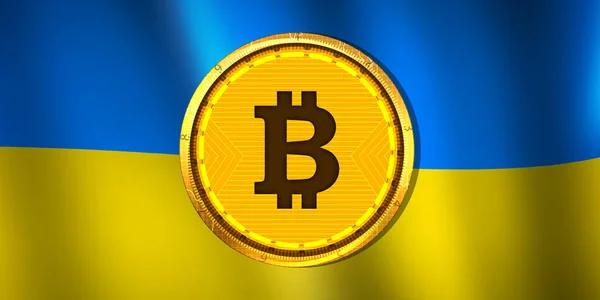 Ucrania Está Aceptando Moneda Criptográfica Para Donaciones Del Mundo Ondeando — Foto de Stock