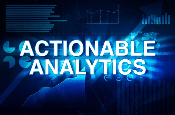 Actionable Analytics Futuristic Abstract Tech Background グラフとチャートを使った現代のデータ分析の概念の背景 — ストック写真