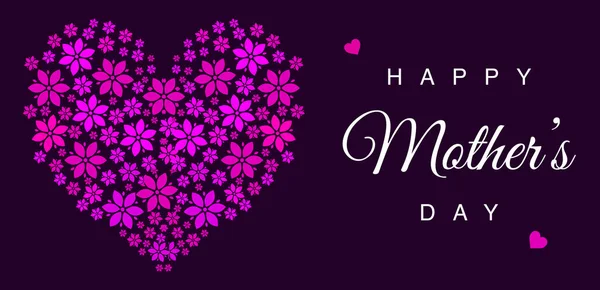 幸せな母の日の概要カラフルな花と心を持つカバーデザイン エレガントな母の日の壁紙のデザインで美しい紫色の背景 — ストック写真