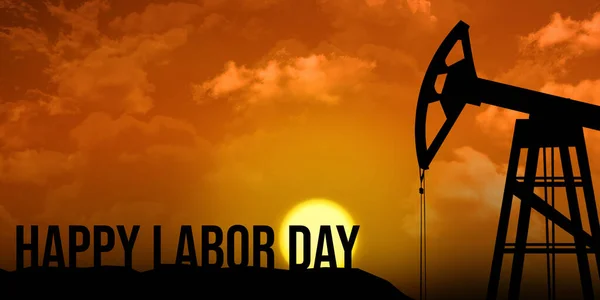 World Labor Day Concept Abstract Background Evening Sunset Oil Refinery —  Fotos de Stock