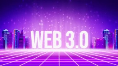 Web 3 Fütürist Teknoloji Soyut Arkaplan 4K Animasyonu. Yeni web teknolojisi arkaplanı