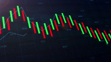 Borsa ve Soyut Arkaplan Ticareti grafik çizgisi ve numaralarla animasyon. Finans ve ticaret konsepti animasyon 4k