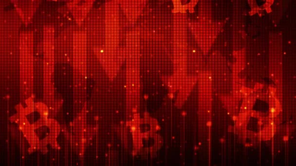 Cryptocurrency Market Crash Concept Animation Red Arrows Background 약자이다 Digital — 비디오