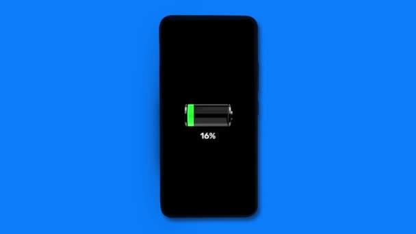 Snel Opladen Mobiele Batterij Met Solid Blue Color Screen Voor — Stockvideo