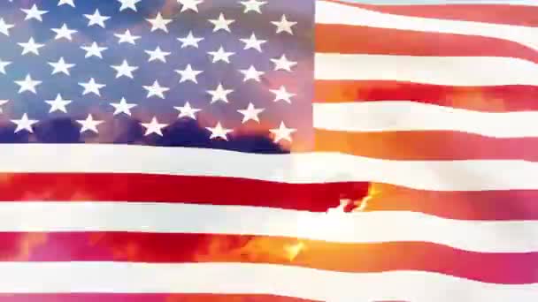 Rising America Background Waving United States Flag Timelapse Sun — Stock Video