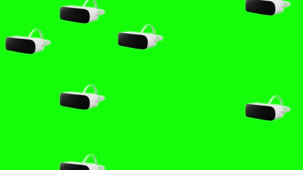 Auriculares Cayendo Desde Arriba Animación Green Screen Moderno Concepto Tecnología — Vídeo de stock