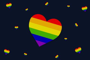 Farklılık kavramı kalp, mavi arka planda gökkuşağı renkleriyle şekillenir. Çeşitli arkaplan