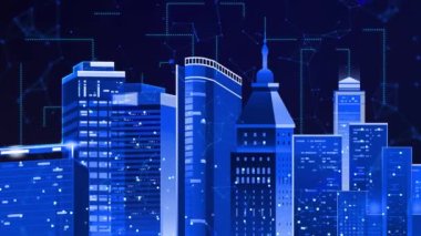 Yanıp sönen ışıkları olan soyut teknoloji geçmişleri. Fütürist kavram 4K. Modern animasyon arkaplanı