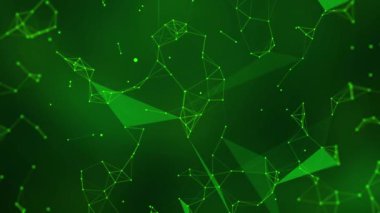 Soyut Yeşil Teknoloji arka plan pleksus 4k animasyonu. Modern ve gelecekçi teknoloji arkaplanı