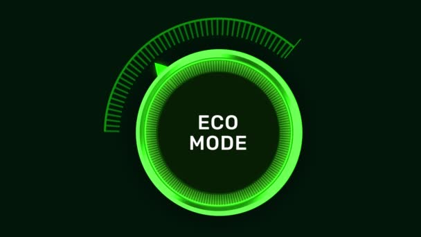 Green Eco Mode Memutar Node Button Animasi Dengan Cahaya Yang — Stok Video