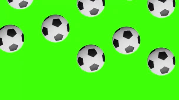 Pelotas Fútbol Lloviendo Pantalla Verde Animación Fondo Concepto Deportivo Fútbol — Vídeo de stock