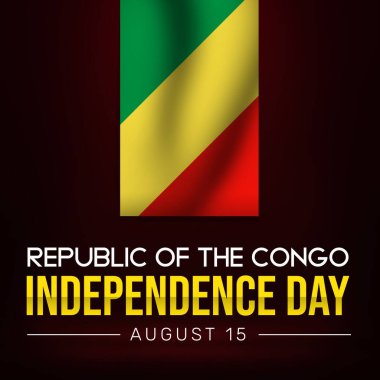 Kongo Cumhuriyeti Bağımsızlık Günü soyut arkaplanı baş aşağı bayrak sallıyor. Kongo Cumhuriyet duvar kağıdının vatanseverlik günü.