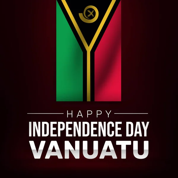 Boldog Függetlenség Napja Vanuatu Háttér Lengő Zászló Egy Renderelt Sötét — Stock Fotó