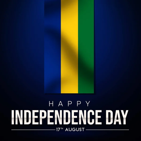 Gabon Giorno Dell Indipendenza Sfondo Carta Parati Con Bandiera Sventolando — Foto Stock