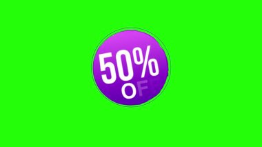 % 50 indirimli fiyat etiketi animasyon 4k yeşil ekranlı