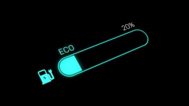 Mavi çubuk 4k animasyonlu eko enerji ve melez şarj konsepti