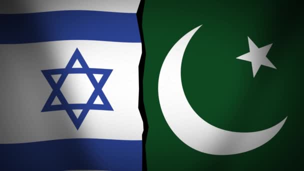 Ізраїль Проти Пакистану Стикається Анімацією Фоном Прапори Конфлікти Між Країнами — стокове відео