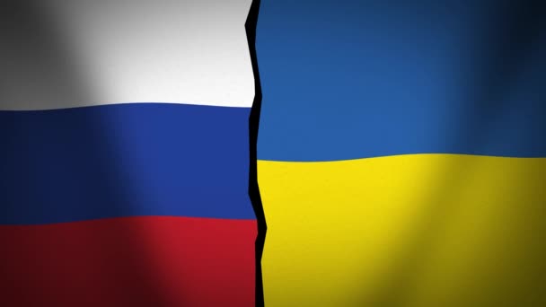 Oroszország Ukrajna Zászlók Összecsapás Koncepció Animáció Háttér Szemben Álló Országok — Stock videók