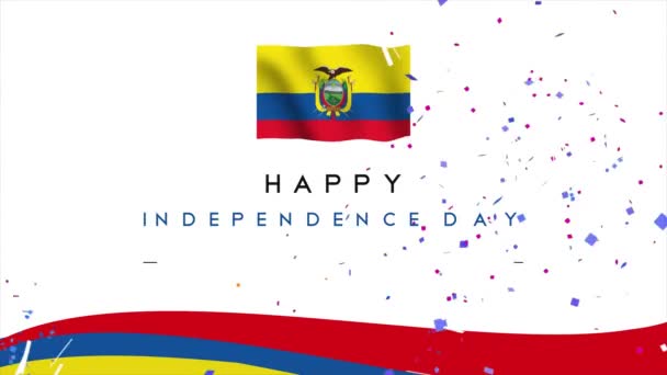 Ecuador Independence Day Patriotische Hintergrund Animation Mit Schwenkender Flagge Und — Stockvideo