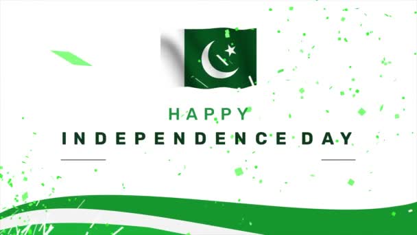 Gelukkige Onafhankelijkheidsdag Naar Pakistan Animatie Met Patriottische Kleuren Confetti Patriottische — Stockvideo
