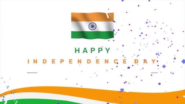 India Onafhankelijkheidsdag Augustus Animatie Achtergrond Met Confetti Viering Stijl — Stockvideo
