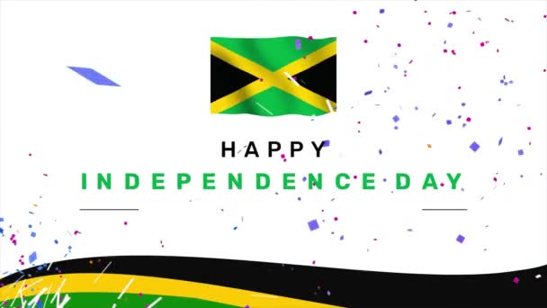 Концепція Святкування Дня Незалежності Ямайки Animation Backdrop Confetti Національне Свято — стокове відео