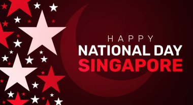 Mutlu Ulusal Bayramlar Singapur soyut arka planı, kırmızı yıldızlar ve ay. Ulusal bayram ve Singapur 'un vatansever duvar kağıdı.