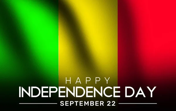马里独立日壁纸与挥动的旗帜和问候 马里独立日快乐 — 图库照片