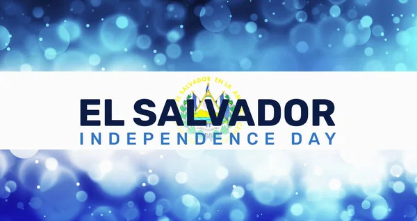 Празднование Дня Независимости Сальвадора Флагом Огнями Bokeh Фон Патриотические Обои — стоковое фото