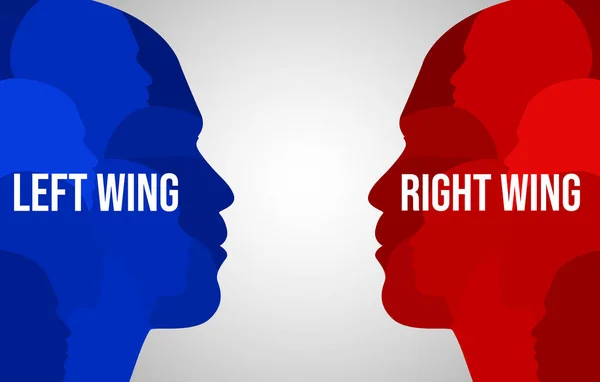 左翼对右翼政治概念背景与红色和蓝色的肖像设计 左派和右派的不同背景 — 图库照片