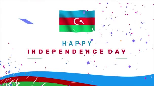 Azerbeidzjan Onafhankelijkheidsdag Animatie Met Zwaaiende Vlag Confettis — Stockvideo