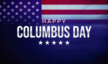 Arkaplanda Amerika Birleşik Devletleri bayrağı bulunan Columbus Günü duvar kağıdı tasarımı.