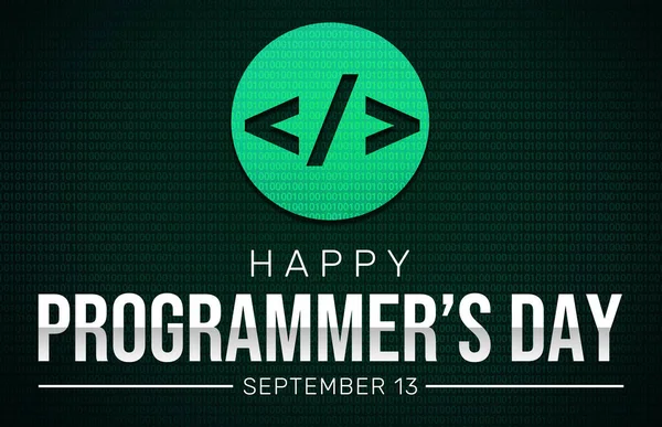 快乐程序员日绿壁纸与编码标志和数字 程序员背景日 — 图库照片