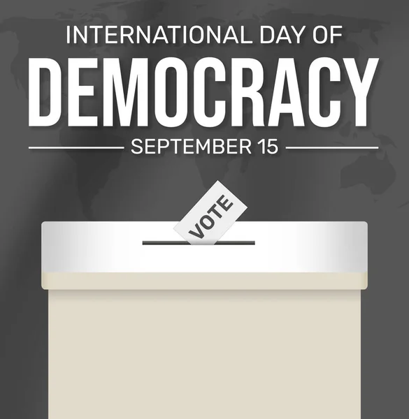 민주주의의 Day International Democracy 박스와 지도를 배경으로 민주주의의 — 스톡 사진