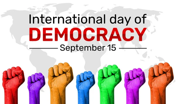 민주주의의 International Day Democracy Fist World Map Wallpaper 민주주의의 — 스톡 사진
