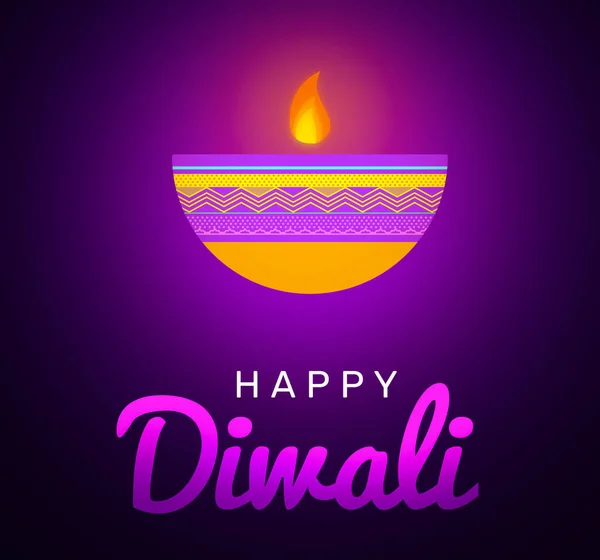 Glad Diwali Med Glödande Ljus Och Typografi Bakgrund Diwali Minimalistisk — Stockfoto