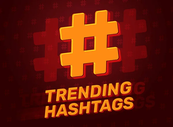 Trending Hashtags Concept Achtergrond Met Kleurrijke Hash Teken Typografie Sociale — Stockfoto
