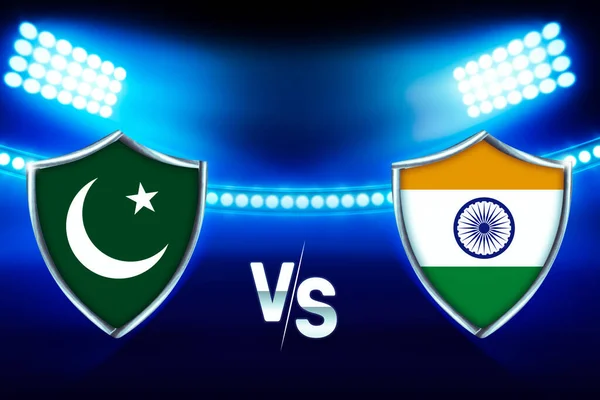 巴基斯坦对印度板球锦标赛背景蓝色明亮的体育场对概念 巴基斯坦对印度板球比赛壁纸 — 图库照片