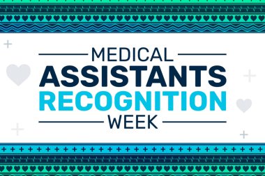 Tıbbi Asistanlar Tanıma Haftası Arkaplanı geleneksel renkli sınır tasarımı ve tıbbi şekilleriyle