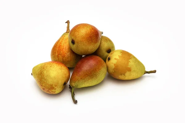 Red Yellow Ripe Pears White Background Isolate Photo — Stock Photo, Image