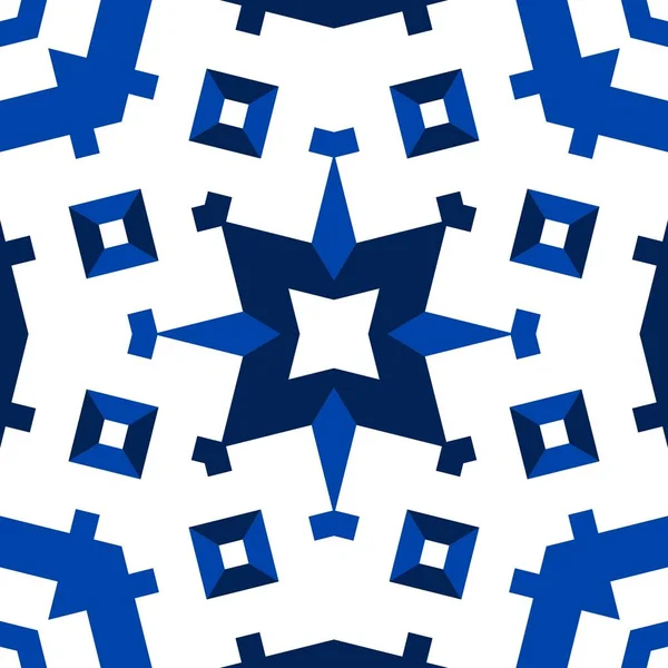 Bezproblémový Modrý Vzor Modrá Bílá Geometrický Design Pozadí Geometrická Dlaždicová — Stock fotografie