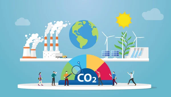 แนวค ดสมด ลคาร บอนกลาง Co2 วยภาพเวกเตอร แบบแบนสม ยใหม — ภาพเวกเตอร์สต็อก