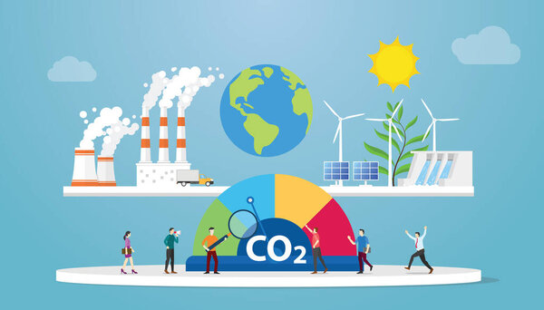 carbon neutral co2 balance concept with modern flat style vector illustration