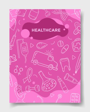 Pankart, broşür, kitap ve dergi kapağı illüstrasyonu için karalama tarzı olan sağlık sektörü kavramı