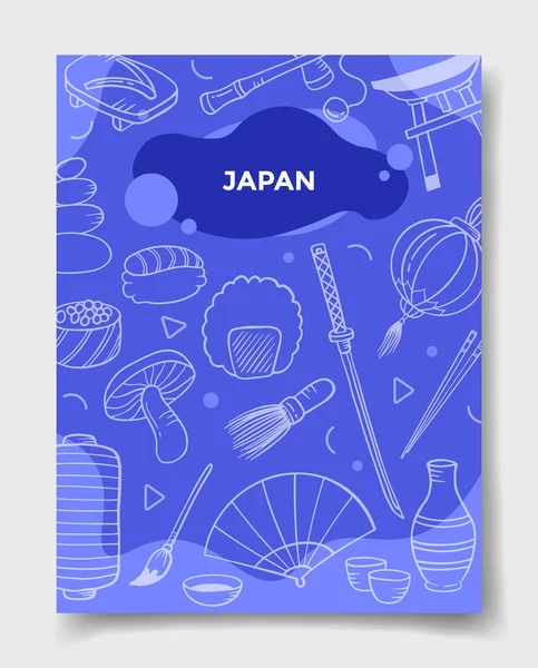 Japão País País Com Estilo Doodle Para Modelo Banners Panfleto — Vetor de Stock