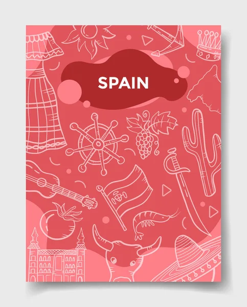 Nação País Espanha Com Estilo Doodle Para Modelo Banners Folheto — Vetor de Stock