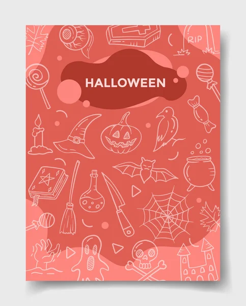 Halloween Con Estilo Doodle Para Plantilla Banners Volante Libros Portada — Vector de stock